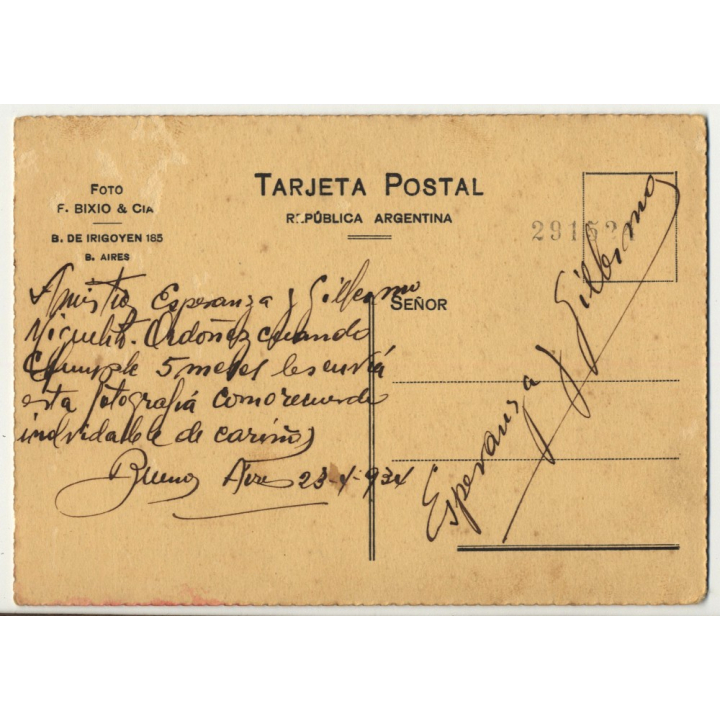 Florencio Bixio & Cia: Baby Girl - B. De Irigigoyen (Vintage Photo PC 1930s)