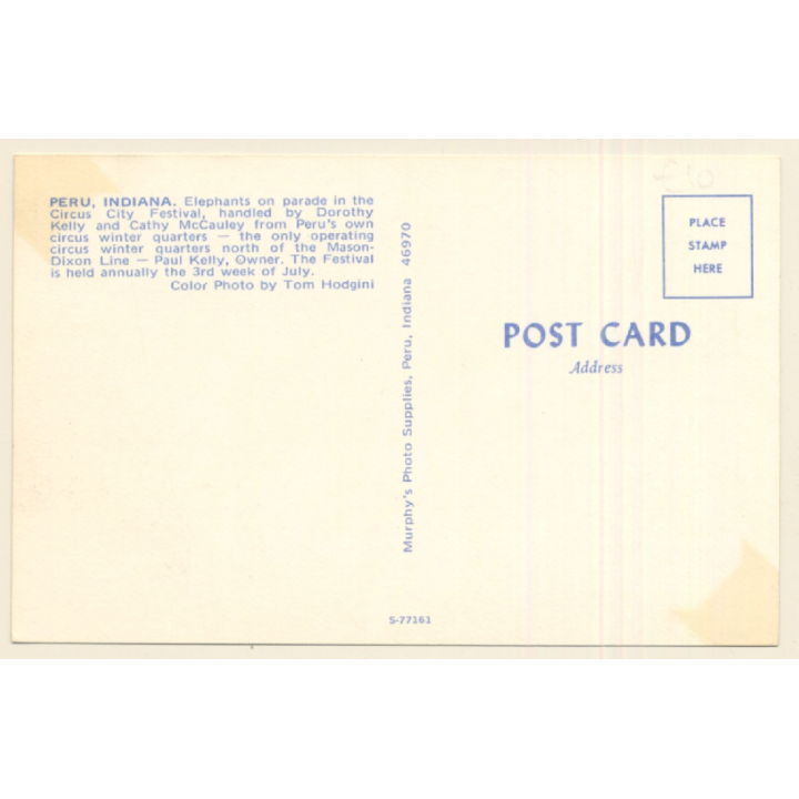 Peru, Indiana / USA: Circus Elephants On Street Parade (Vintage PC)