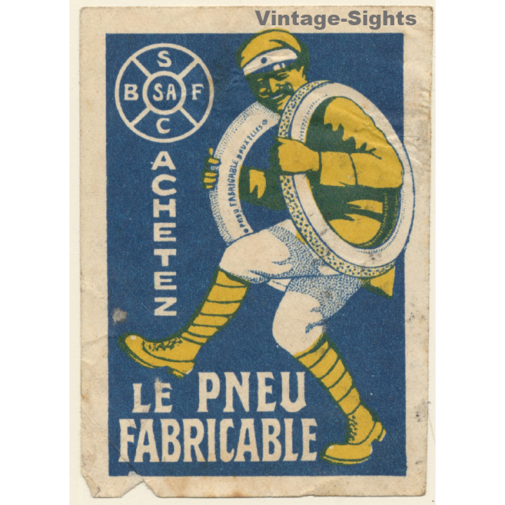 Brussels: Acheten Le Pneu Fabricale Bruxelles (Vintage Advertisment Vignette ~1920s)