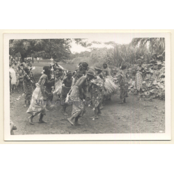 Africa / Congo?: Native Dancers At Tribal Gathering / Ceremonial Outfit*2 (Vintage Photo ~1940s/1950s)
