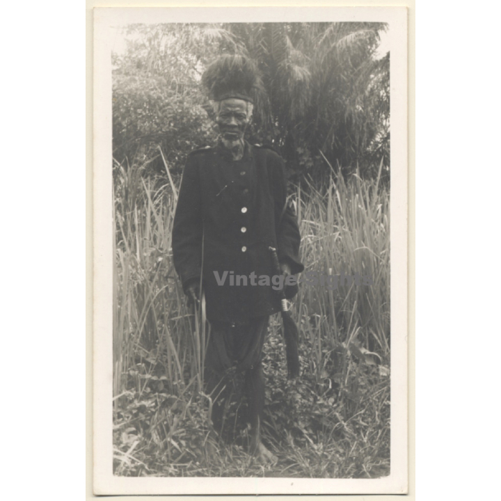 Africa / Congo?: Proud Féticheur With Large Hat / Medicine Man (Vintage Photo ~1940s/1950s)