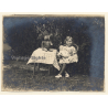 Little Girl With Doll & Her Beloved Teddy Bear (Vintage Photo ~1900s)