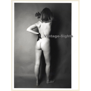 Artistic Erotic Nude Study: Slim Blonde Female*3 / Rear View (Vintage Photo France 1980s)