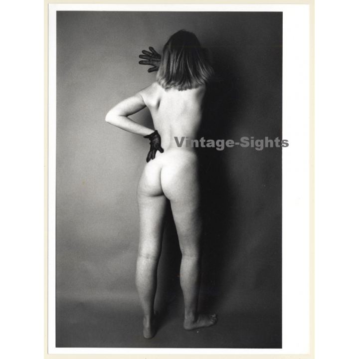 Artistic Erotic Nude Study: Slim Blonde Female*3 / Rear View (Vintage Photo France 1980s)