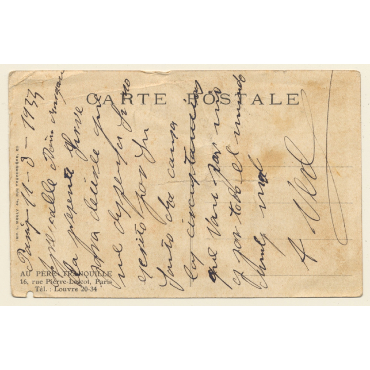 Paris: Au Père Tranquille - Les Halles - Bar Americain (Vintage PC 1933)