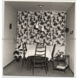 German Dining Room 1959 / Interior - Curtains (Vintage Photo B/W)