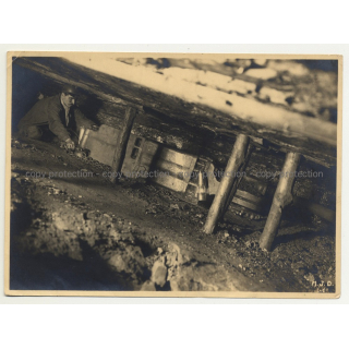 Underground Mining Machine / Coal Seam (Vintage Silver Gelatin Print B/W ~1930s)