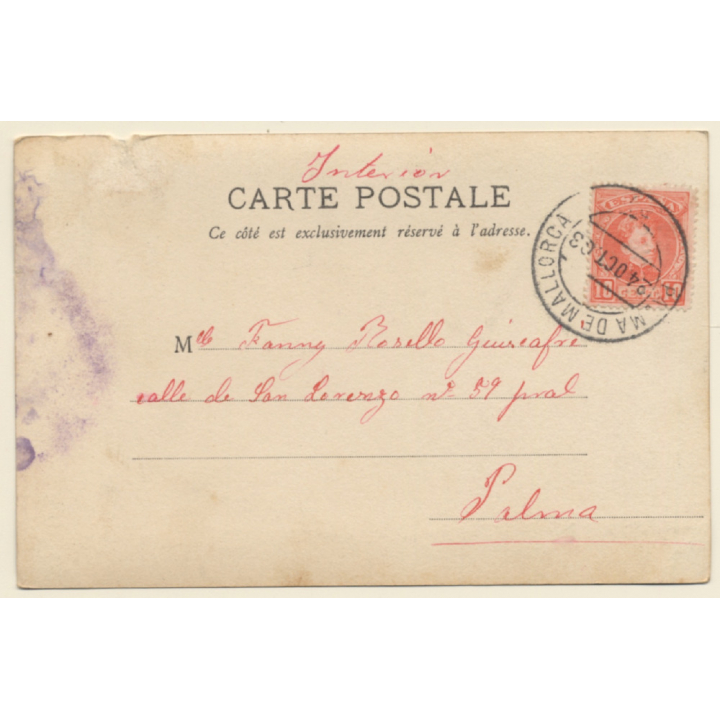 Theater Scene*1: Interracial Couple / Flute - Romance (Vintage RPPC 1903)