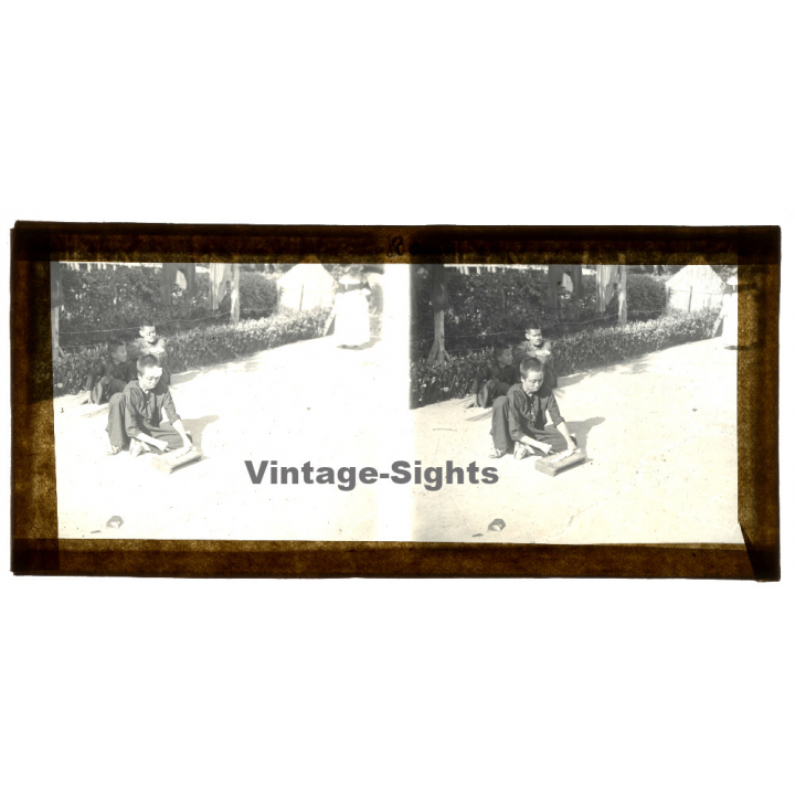 Vietnam: Indigenous Moï In Leper Colony / Leprosy (Vintage Stereo Glass Plate ~1920s/1930s)