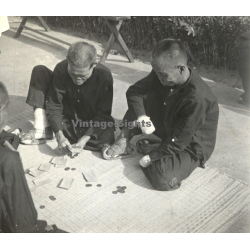 Vietnam: Native Lepers Playing Cards / Leprosy Colony (Vintage Stereo Glass Plate ~1920s/1930s)