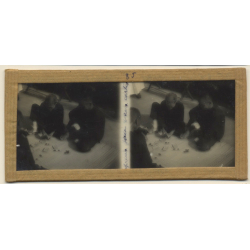 Vietnam: Native Lepers Playing Cards / Leprosy Colony (Vintage Stereo Glass Plate ~1920s/1930s)