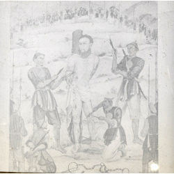 Vietnam: Painting Of Execution Of Missionary Joseph Marchand 1835 (Vintage Stereo Glass Plate ~1920s/1930s)