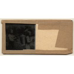 Annam / Vietnam: Native Moï Musicians (Vintage Stereo Glass Plate ~1920s/1930s)