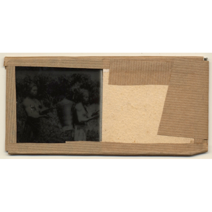 Annam / Vietnam: Native Moï Musicians (Vintage Stereo Glass Plate ~1920s/1930s)