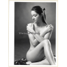Artistic Erotic Nude Study: Slim Pensive Female Sitting (Vintage Photo France 1980s)