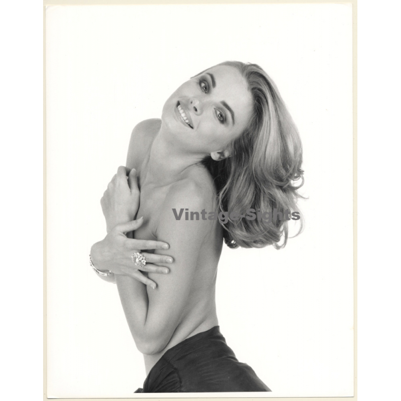Artistic Erotic Study: Beautiful Topless Blonde Female*1 (Vintage Photo France 31 x 24 CM 1980s)