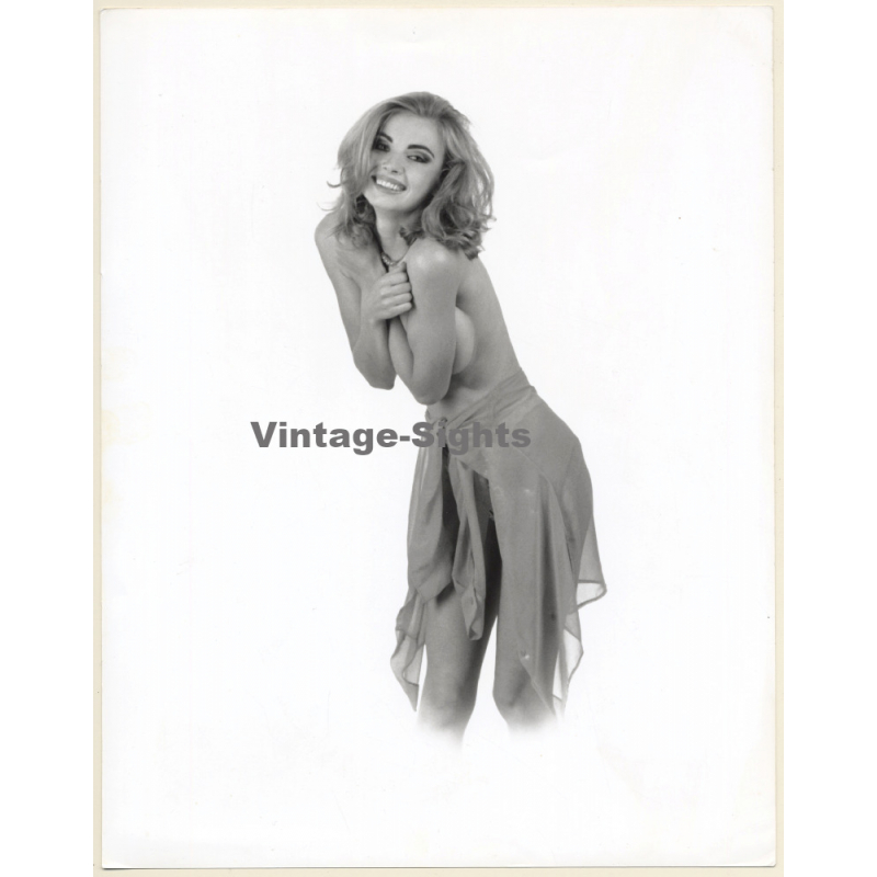 Artistic Erotic Study: Beautiful Topless Blonde Female*2 (Vintage Photo France 31 x 24 CM 1980s)