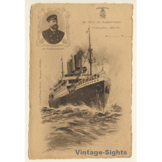 HAPAG Linie: Postdampfer Moltke / Steamer (Vintage PC 1900s)