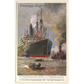 HAPAG Linie: Doppelschraubendampfer Pretoria / Knabenkalender 1915 (Vintage PC)