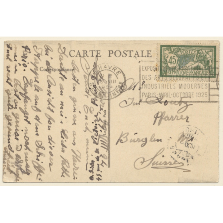 Intérieur Transatlantique Paris / La Chapelle - Steamer (Vintage PC 1924)