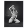 Artistic Erotic Study: Topless Blonde In Ripped Jeans (Vintage XL Photo France 30 x 22 CM 1980s)
