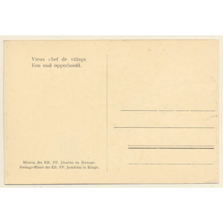 Congo-Belge: Old Tribal Chief - Jesuit Mission RR.PP. (Vintage PC)