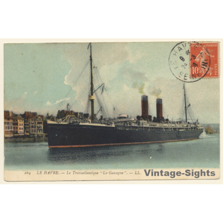 Le Havre: Le Transatlantique La Gascogne / Steamer (Vintage PC 1908)