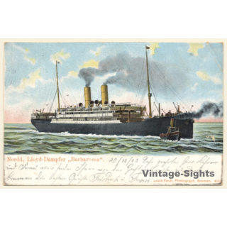 Norddeutscher Lloyd Dampfer Barbarossa / Steamer (Vintage PC 1903)