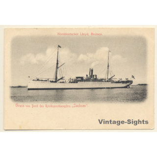 Norddeutscher Lloyd Reichspostdampfer Sachsen (Vintage PC 1900s)