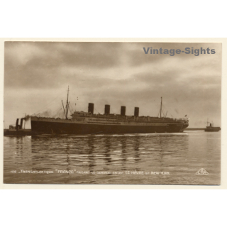 Le Havre to New York: Transatlantique France / Steamer (Vintage RPPC 1927)