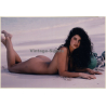 Artistic Erotic Study: Racy Darkhaired Nude On Sandy Beach (Vintage XL Photo France 21 x 30 CM 1980s)