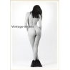 Artistic Erotic Study: Slim Darkhaired Nude Standing*2 / Rear View (Vintage XL Photo France 30 x 22 CM 1980s)