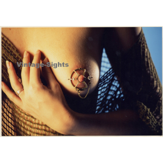 Artistic Erotic Study: Close-up Of Woman's Breast With Nipple Jewelry (Vintage XL Photo France 20 x 30 CM 1980s)