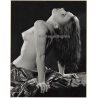 Artistic Erotic Study: Upper Body Of Nude Brunette Leaning Back (Vintage XL Photo France 30 x 24 CM 1980s)