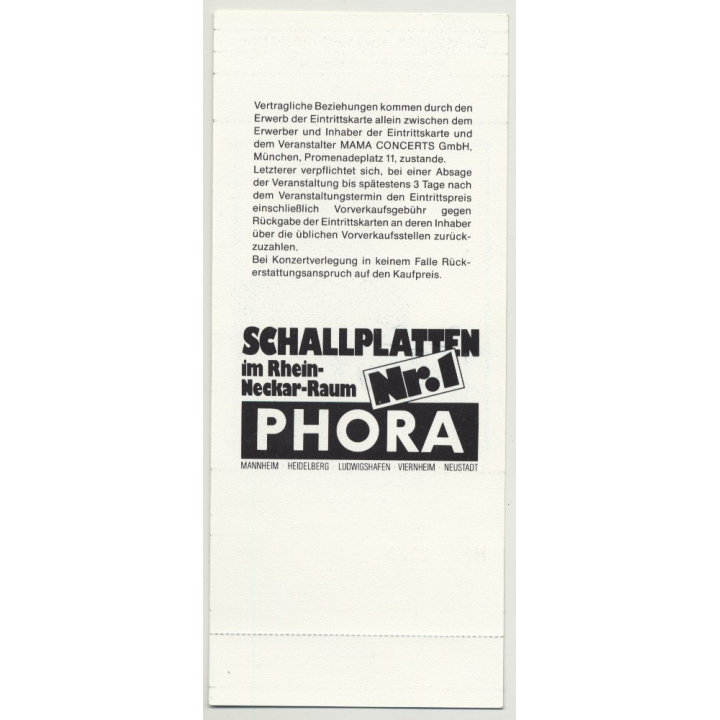 Tina Turner Break Every Rule '87 Ticket Mannheim - Unused (Vintage Memorabilia)