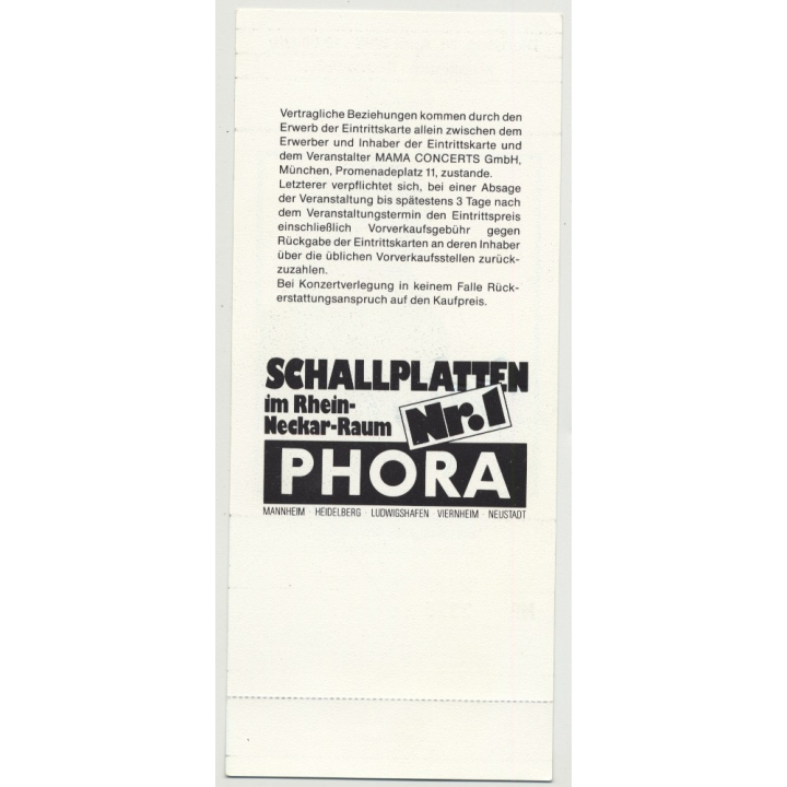 Tina Turner Break Every Rule '87 Ticket Mannheim 2 - Unused (Vintage Memorabilia)