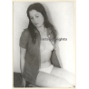Erotic Study: Pensive Darkhaired Semi Nude Kneeling (Vintage Photo GDR ~1980s)