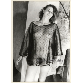 Erotic Study: Natural Naked Female In Transparent Negligee (Vintage Photo GDR ~1980s)