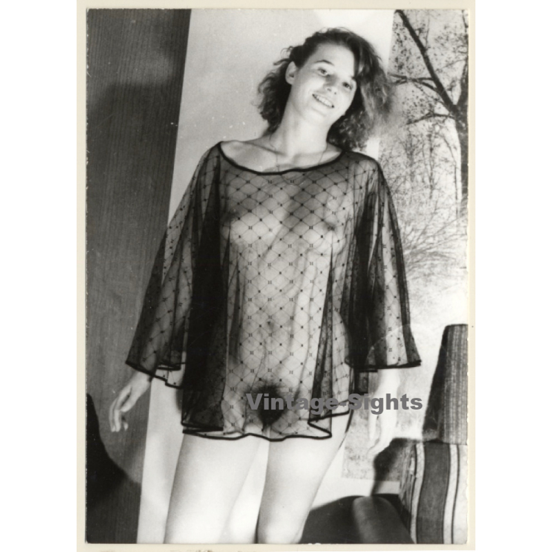 Erotic Study: Natural Naked Female In Transparent Negligee (Vintage Photo GDR ~1980s)