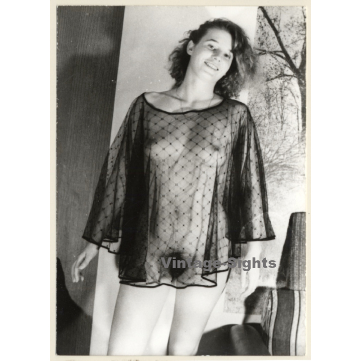 Erotic Study: Natural Naked Female In Transparent Negligee (Vintage Photo GDR ~1980s)