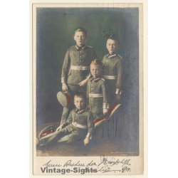 Die Kronprinzlichen Söhne Wilhem, Ferdinand, Hubertus & Georg (Vintage RPPC 1917)