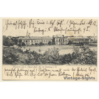 Freiberg in Sachsen: Kaserne des 1. Jäger Bat. No 12 (Vintage PC 1908)