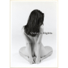 Artistic Erotic Study: Rear View Of Brunette Nude Kneeling (Vintage XL Photo France 30 x 21 CM 1980s)
