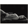 Artistic Erotic Study: Dreamy Brunette Nude Laying On Her Back (Vintage XL Photo France 21 x 29 CM 1980s)