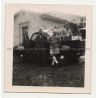 2 Guys In Front Of Studebaker M5 / Side View (Vintage Photo Africa B/W ~1940s)