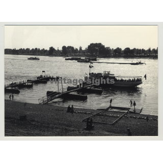 40597 Benrath / Germany: View Over The Rhine / Rhein / Ferry (Vintage Photo 1964)