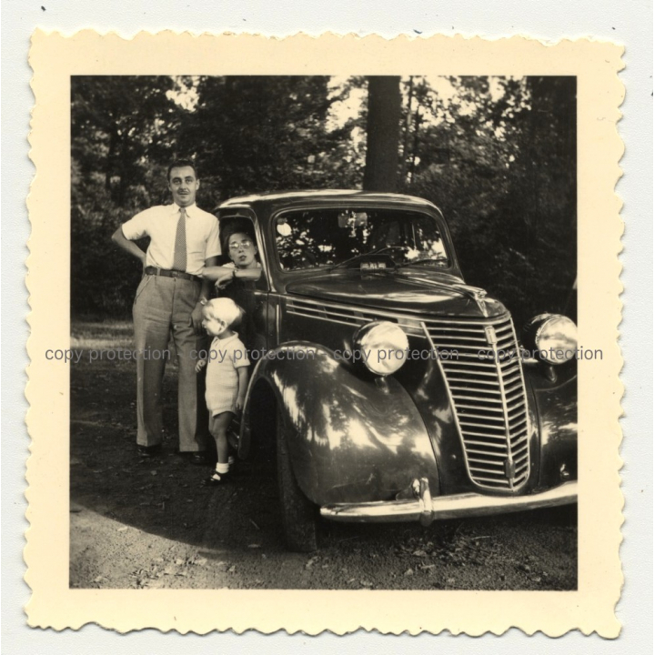 Small Child On Bonnet Of Ford F 1 / F-1 (Vintage Photo Africa B/W ~1950s)