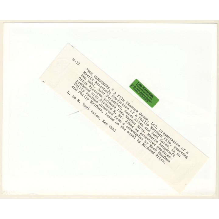 Ken Wahl Kissing Toni Kalem: The Wanderers / Movie Still (Vintage Photo 1979)