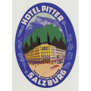 Hotel Pitter - Salzburg / Austria (Vintage Luggage Label)