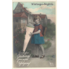 Little Girl With School Cone & Tornister *4 / Schultüte (Vintage RPPC 1923)
